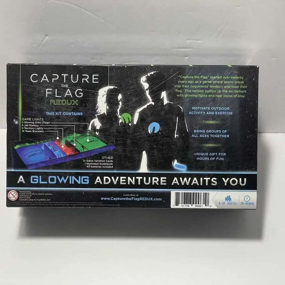 BRAND NEW Capture the Flag REDUX The classic outdoor game GLOWS. 4-24 players 8+